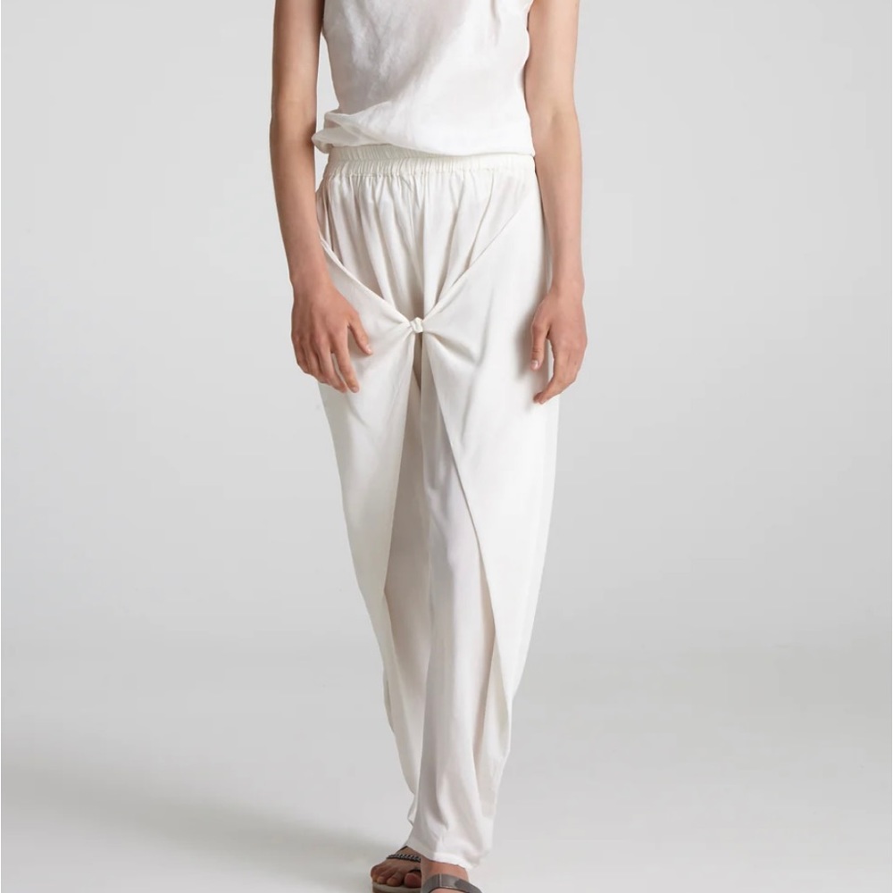 Maurizio Mykonos - Black 100% Silk Knotted Ankle Pants - Size M Made in Greece